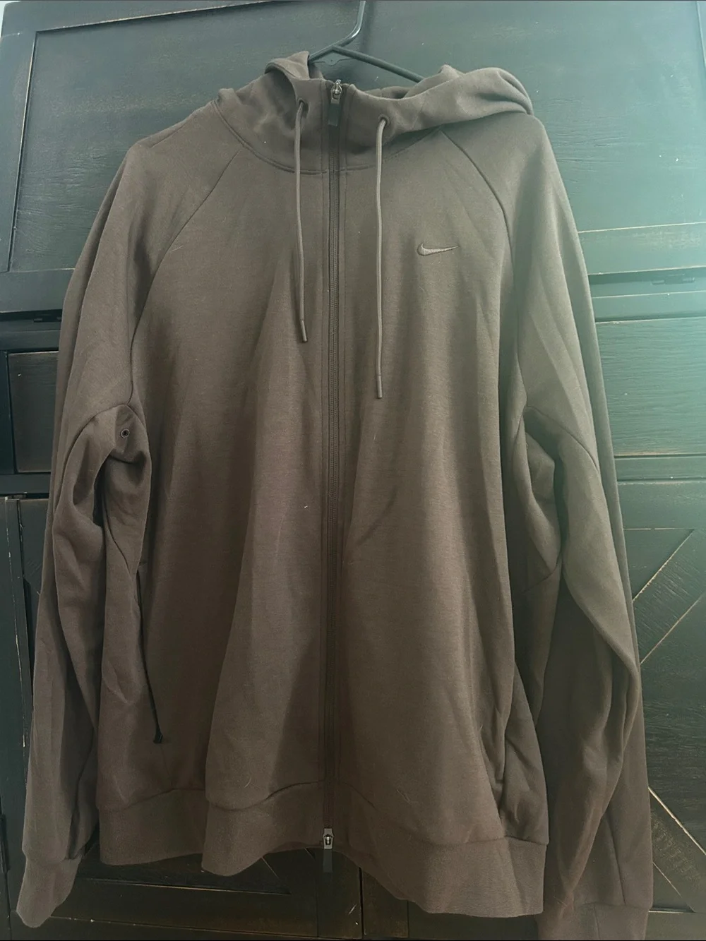 Nike Brown Full-Zip Hoodie with Hood and Drawstrings